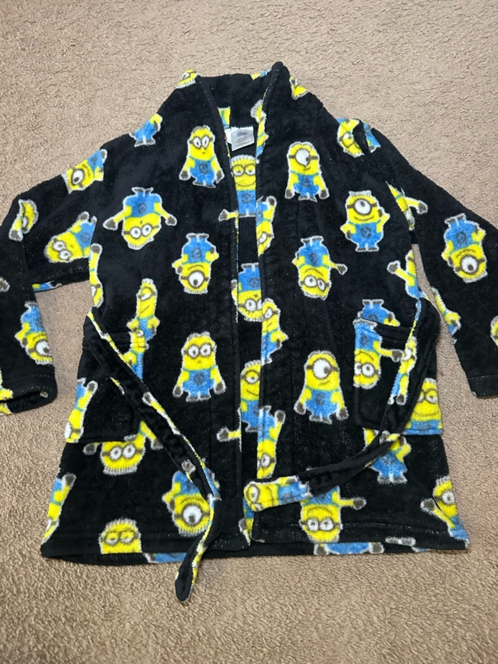 Minions Despicable Me Boys Kids Youth Fleece Bath Robe Size 6/7